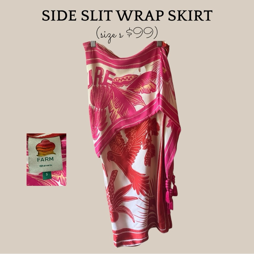 Farm Rio Pink Side Slit Wrap Skirt